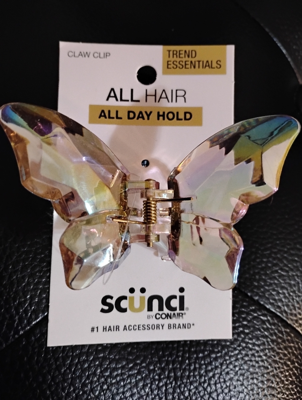 Scunci By Conair Iridescent Butterfly Claw Clip - Multicolor Reflective Clear